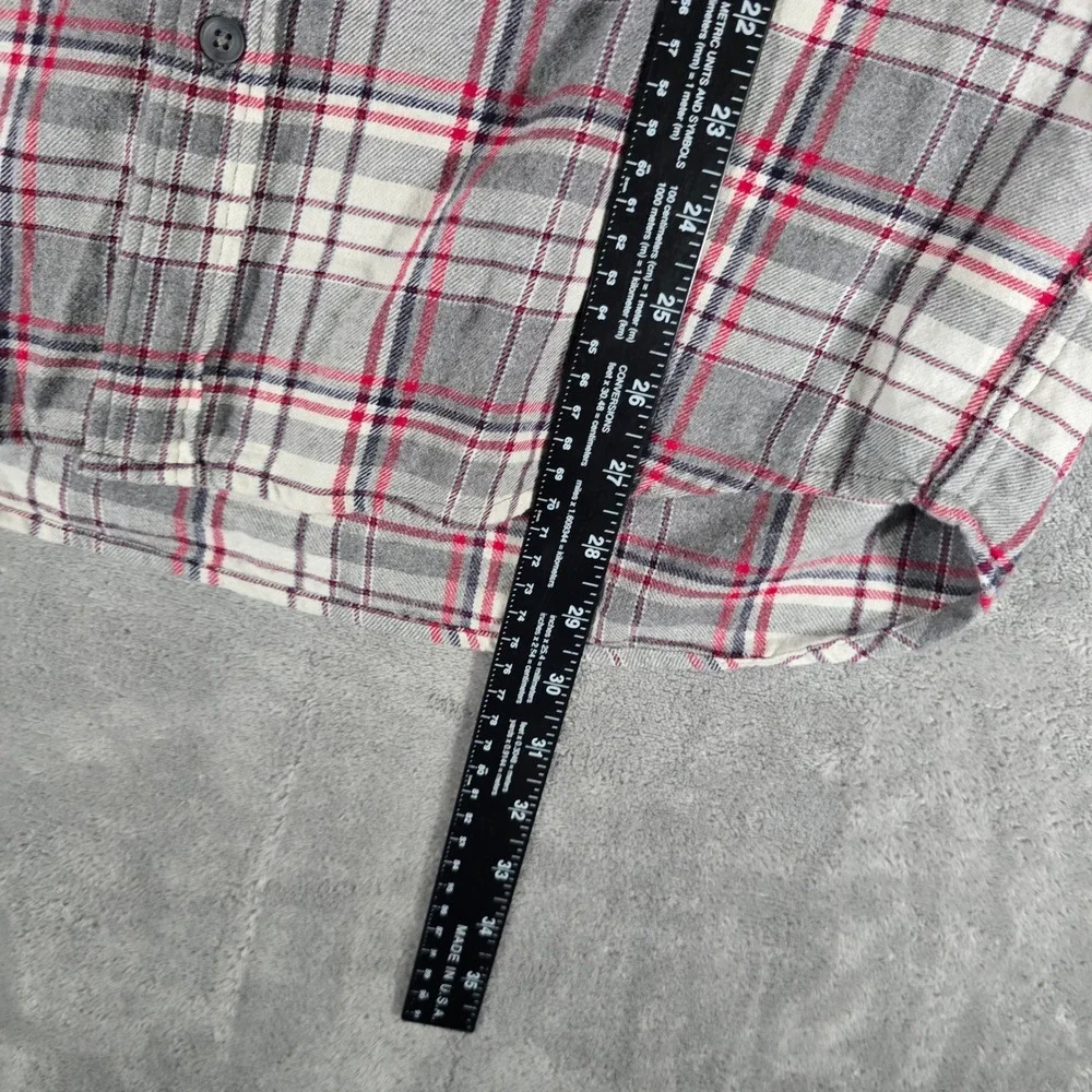 J.Crew Flannel Shirt Slim Fit Plaid Button Up Long Sleeve Gray‎ Red L